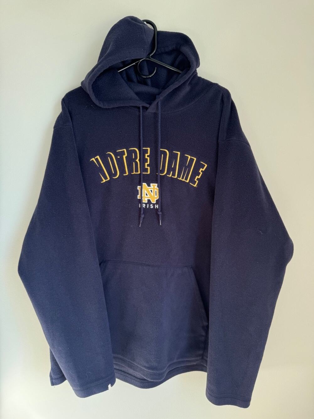 VTG Notre Dame Hoodie Sweatshirt Irish Embroidered 90s Team Edition Fleece